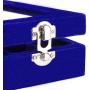 Pasutewel 7 Slots Velvet Glass Rings Earrings Jewellery Display Stand Storage Boxes Holder Organiser Tray Case - Blue