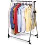 Tatkraft Halland Adjustable Clothes Rack, Hanger on Wheels, Foldable Garment Rack, Chromed Steel, 35 x 19.3 x 39-65.7 in