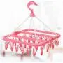 Wardrobe Storage Cloth Hangers 3pcs Random Color 32 Clips Portable Socks Cloth Hanger Rack Clothespin Multifunctional Drying Rack Sock Holder