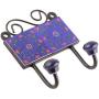 Indianshelf Handmade 1 Artistic Vintage Blue Ceramic Flower Wall Tile Hooks Hangers/Hooks for Hanging Towels