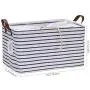 Hinwo 31L Large Capacity Storage Basket Canvas Fabric Storage Bin Collapsible Storage Boxes with PU Leather Handles and Drawstring Closure, 16.5 by 11.8 inches, Navy Blue Stripe Hinwo 31L Large Capacity Storage Basket Canvas Fabric Storage Bin Collapsible Storage Boxes with PU Leather Handles and Drawstring Closure, 16.5 by 11.8 inches, Navy Blue Stripe