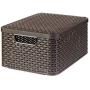 Curver 240655 Storage Boxes Rattan-Look Plastic Chocolate Size M 39 x 29 x 17 cm