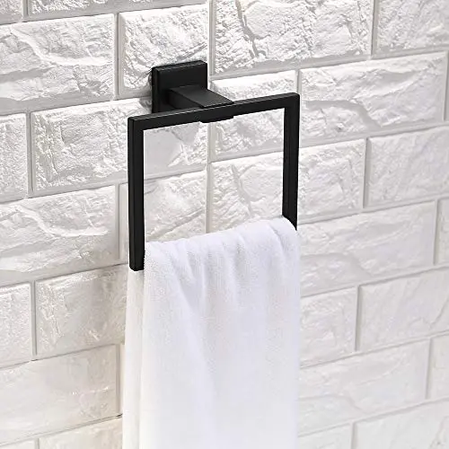 TNOMS Bathroom Hand Towel Holder Square Towel Bar Towel Ring Hanger Wall Mount,SUS304 Stainless Steel Black Finish,GZQ6003BK TNOMS Bathroom Hand Towel Holder Square Towel Bar Towel Ring Hanger Wall Mount,SUS304 Stainless Steel Black Finish,GZQ6003BK