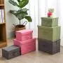 Large Cotton Linen Fabric Folding Storage Boxes Foldable Bins Toys Organizer with Lids and Handles Storage Basket,26X20X17Cm1