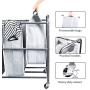 ROMOON 4 Bag Laundry Sorter Cart, Laundry Hamper Sorter with Heavy Duty Rolling Wheels for Clothes Storage, Grey