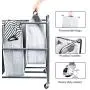 ROMOON 4 Bag Laundry Sorter Cart, Laundry Hamper Sorter with Heavy Duty Rolling Wheels for Clothes Storage, Grey