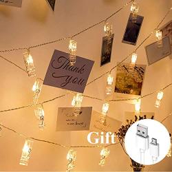 Vennke 40 LED Photo Clips String Lights/Holder, Battery & USB Powered Design with Free Cable, Fairy Twinkle Wedding Party Christmas Home Decor Lights for Hanging Photos Pictures Cards Artwork(20 Ft)