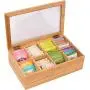Trademark Innovations 12" Bamboo 8-Section Tea Storage Boxes with Hinged Clear Lid Trademark Innovations 12" Bamboo 8-Section Tea Storage Boxes with Hinged Clear Lid