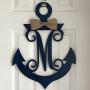 Nautical Door Hanger - Monogram Anchor Door Hanger - Anchor Initial Wreath - Boat Themed Monogram - Anchor Monogram - Ocean Door Decor