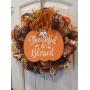 Thankful And Blessed Thanksgiving Wreath DecoMesh Brown Orange Gold FREE SHIPPING Free Wreath Hanger Included