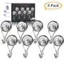 Wukong Neodymium Magnet Heavy Duty Swivel Magnetic Hooks, 40LB Magnet Hangers Holders -Great for Refrigerator, Home, Kitchen, Store, Door Coat Hook, Grill Utensils, Office or Warehouse (8 Pack)