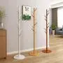 Jeterndy Coat Rack Solid Wood Coat Rack Stand Entryway Hall Tree Coat Tree for Hat Clothes Purse Handbags Rod Hanger (Color : Natural, Size : 35×35×165cm)