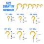 Glarks 100-Pieces 6 Sizes Yellow Vinyl Coated Cup Hooks Screw-in Ceiling Hooks Screw Hooks Mug Hooks Hangers Assortment Kit for Home and Office Use