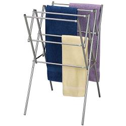 Household Essentials 5127 Collapsible Expandable Metal Clothes Drying Rack - Dry Wet Laundry Indoors - Satin Silver