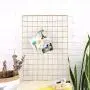 BULYZER Grid Wire Panel Board,Wall Picture Decoration for Room Clip Photo Holder Photograph Mat Hanging Art Display Frames Desk Storage Organizer,25.6 x 17.7‘’（2Pack） (Gold)