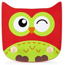 Imagination Generation Wooden Owl Kids Clothing Rack ? Natural Wood Wall Mount Plaque for Childrens Clothes & Coat Hanger, Zoo Animal Baby Room & Nursery Decor