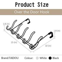 Over The Door Hook - 5 Coat Hooks Pegs - Heavy Duty Organizer Rack for Towel, Hat,Hoodies,Coat, Cloth,Bag - Decorative Metal Hanger Holder for Home Office Use - Black