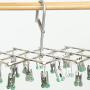niumanery Windproof Foldable Quickly Remove Stainless Steel Laundry Clothes Drying Rack Drip Hanger with 18 Clips for Underwear Sock Glove Bra Pink