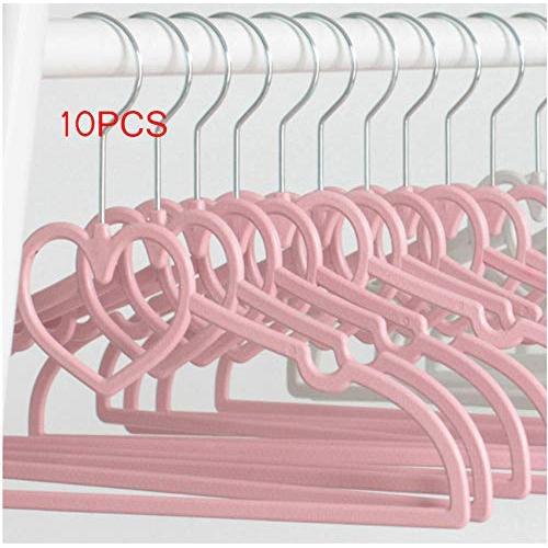 10Pcs Clothes Hangers Plastic Heart Shaped Coat Non-Slip Multi-Function Hangers Home Dry and Wet Clothing Rack Random Color