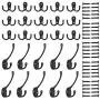 PietyDeko 15 Pieces Double Prong Robe Hook Cloth Hanger and 10 Pieces Heavy Duty Dual Coat Hooks Wall Mounted with Screws