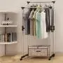 Cypress Shop Double Rail Bar Rack Garment Shelf Clothing Shelf Hanging Cloth Hanger Adjustable Heavy Duty Rolling Cart Room Saving Space Household Home Furniture Cypress Shop Double Rail Bar Rack Garment Shelf Clothing Shelf Hanging Cloth Hanger Adjustable Heavy Duty Rolling Cart Room Saving Space Household Home Furniture