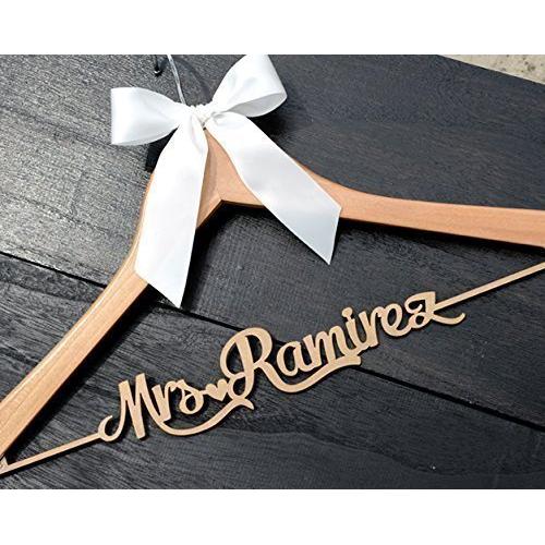 Rustic wood name wedding dress hanger, bridemaid dress hanger, bridal shower gift CML004