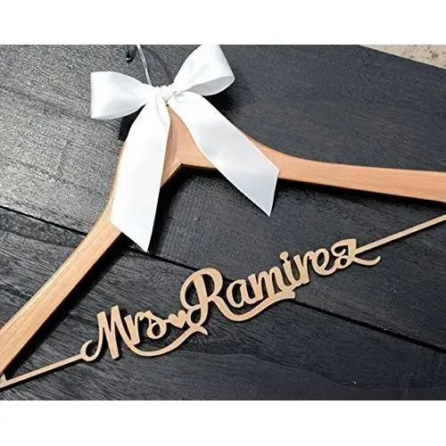 Rustic wood name wedding dress hanger, bridemaid dress hanger, bridal shower gift CML004