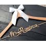 Rustic wood name wedding dress hanger, bridemaid dress hanger, bridal shower gift CML004