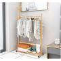 GGYDD Single Rail Bamboo Garment Rack, 8 Side Hook Tree Stand Rolling Coat Hanger for Jacket,Umbrella,Clothes,Hats,Scarf,Handbags-a 60x176cm(24x69inch)
