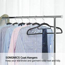 SONGMICS Pack of 50 Coat Hangers, Heavy Duty Plastic Hangers with Non-Slip Design, Space-Saving Clothes Hangers, 0.2-Inch Thickness, 360° Swivel Hook, 16.5 Inches Wide, Black UCRP20BK50