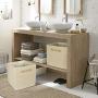 Foldable Storage Cubes Bins Organizer, 13x13in, Beige