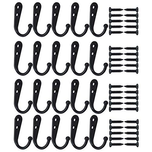 22pcs Vintage Retro Black Robe Hooks Wall Mounted Single Key Hook Hangers with 48pcs Screws