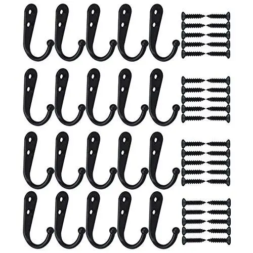 22pcs Vintage Retro Black Robe Hooks Wall Mounted Single Key Hook Hangers with 48pcs Screws 22pcs Vintage Retro Black Robe Hooks Wall Mounted Single Key Hook Hangers with 48pcs Screws