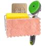 3 in 1 Sponge Holder+Rag Holder+Dish Brush Holder for Kitchen Sink with Adhesive, 304 Stainless Steel Kitchen Sink Sponge holder Organization Basket, Kitchen Sink Caddy holder-Easy to Use