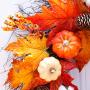 Halloween Thanksgiving Door Hanging Wreath Garland Artificial Maple Leaves Pumpkins Berries Pine Cones Simulation Weeding Harvest Home Decor