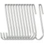 WHYHKJ 12pcs 4.2 Inch S Shaped Flat Hook Silver Tone Heavy Duty Stainless Steel Hanger Hooks for Hanging Pots and Pans, Plants, Utensils, Towels