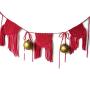 Macrame wall hanger. Red Christmas banner.
