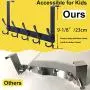 WEBI Over The Door Hook Door Hanger Hook Rack with 5 Tri Hooks for Hanging Coats, Door Towel Rack Towel Hanger Door Coat Hanger Over Door Coat Rack for Bathroom,Behind Back of Door,Black