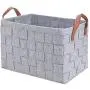 Collapsible Storage Basket Bins, Foldable Handmade Rectangular Felt Fabric Storage Boxes Cubes Containers with Handles- Large Organizer For Nursery Toys,Kids Room,Towels,Clothes, Grey （16