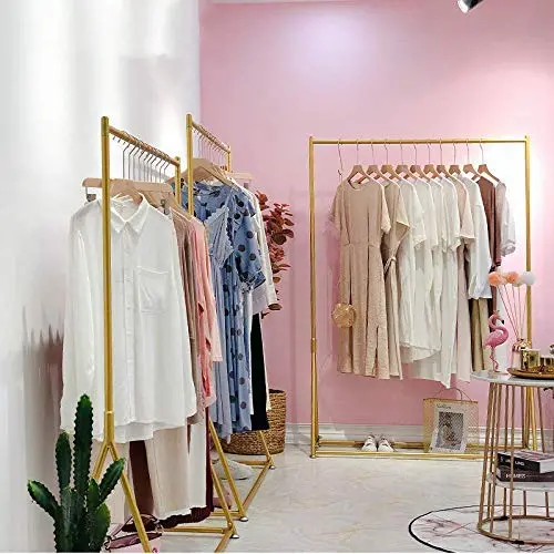 Modern Lady Gold Clothing Racks Iron Clothes Garment for Women Deluxe Cloth Rack Stand Rack For Women Dress Gold hangers for Bedroom Living Room Cloth Store Modern Lady Gold Clothing Racks Iron Clothes Garment for Women Deluxe Cloth Rack Stand Rack For Women Dress Gold hangers for Bedroom Living Room Cloth Store