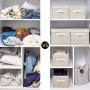 GRANNY SAYS Closet Organizer Bins with Lid, Storage Basket for Shelves, Closet Bins with Handle, Home and Office Boxes Organizer, Beige, Large, 3-Pack