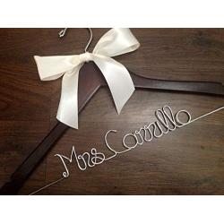 Wedding Dress Hangers - Bride Hanger with Satin Bow, Wedding Hanger, Dress Hanger, Personalized Bridal Shower Gift, Engagement Gift, Unique Bride Gifts, Bridesmaid