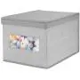 mDesign Decorative Soft Stackable Fabric Closet Storage Organizer Holder Boxes - Clear Window, Lid, for Child/Kids Room, Nursery - Large, Collapsible Foldable - Herringbone Print - Gray mDesign Decorative Soft Stackable Fabric Closet Storage Organizer Holder Boxes - Clear Window, Lid, for Child/Kids Room, Nursery - Large, Collapsible Foldable - Herringbone Print - Gray