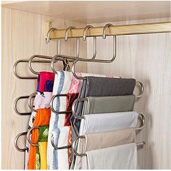 5 Layers S Shape Multifunctional Clothes Hangers Pants Storage Hangers Cloth Rack Multilayer Storage Cloth Hanger 5PC