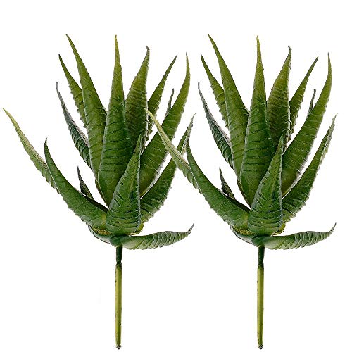 Supla 2 Pcs Textured Faux Succulent Pick, Spiky Green Haworthia Cactus,Artificial mini aloe,unpotted (green)