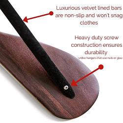 B&C Home Goods Set of 6 Luxury Wooden Hangers - Extra Wide Wood Coat Suit Hangers with Velvet Bar for Coats Clothes and Pants - Wide Shoulder