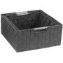 Sorbus Storage Boxes Woven Basket Bin Container Tote Cube Organizer Set Stackable Storage Basket Woven Strap Shelf Organizer Built-in Carry Handles (Gray)