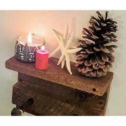 Reclaimed Rough-Sawn Wooden Shelf w/Railroad Track Spike Coat Hangers.