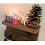 Reclaimed Rough-Sawn Wooden Shelf w/Railroad Track Spike Coat Hangers.