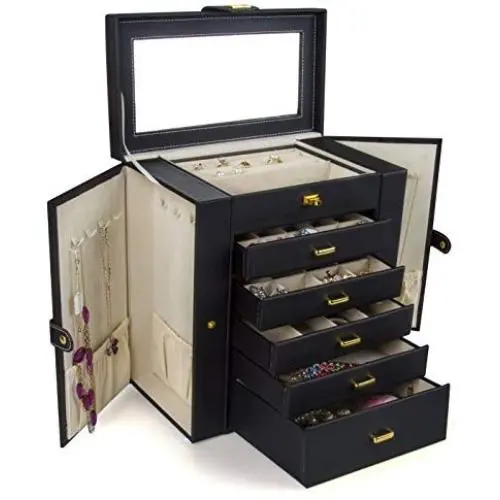 Kendal Huge Leather Jewelry Box/Case/Storage LJC-SHD5BK (Black) Kendal Huge Leather Jewelry Box/Case/Storage LJC-SHD5BK (Black)